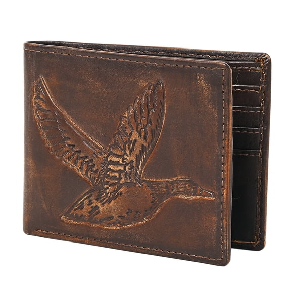 AT AMERICAN TANNER Genuine Leather Hand Burnished Bifold Wallet For Men Women H3.5 X W4.75 X D0.5