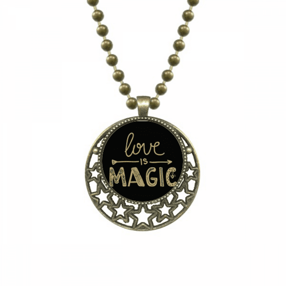 love is magic quote style pendant star necklace moon chain jewelry