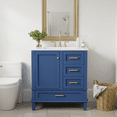 thumbnail image 1 of Homy Casa 30 Inch Modern Blue Bathroom Vanity Cabinet Set with Ceramic Basin, Solid Wood Frame, Soft-Close Door & Drawers, 1 of 11