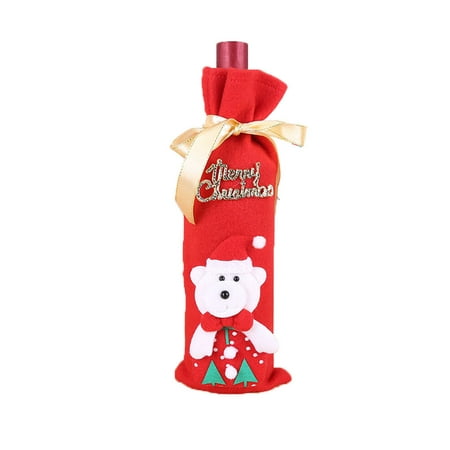 

HEMOTON 1pc Christmas Style Wine Bottle Bag Creative Champagne Storage Pocket Bottle Cover (Bear)