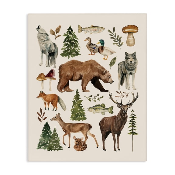 Stupell Industries Farmhouse The Wild Wood Animals Canvas Art, 16 x 20, by Bethany Sandoval