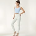 thumbnail image 2 of Women's Zip-Up Cropped Athletic Tank Top with Built-In Bra and Contoured Seam Design - Small, Light Blue, 2 of 6