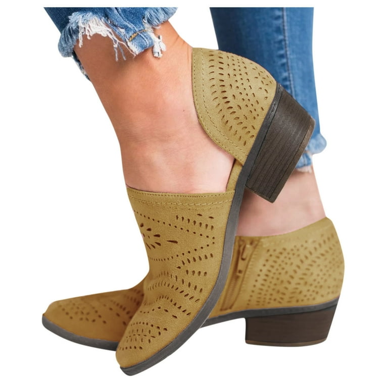 YOUSNH Women Single Casual Shoes Hollow-out Low Heel Cutout