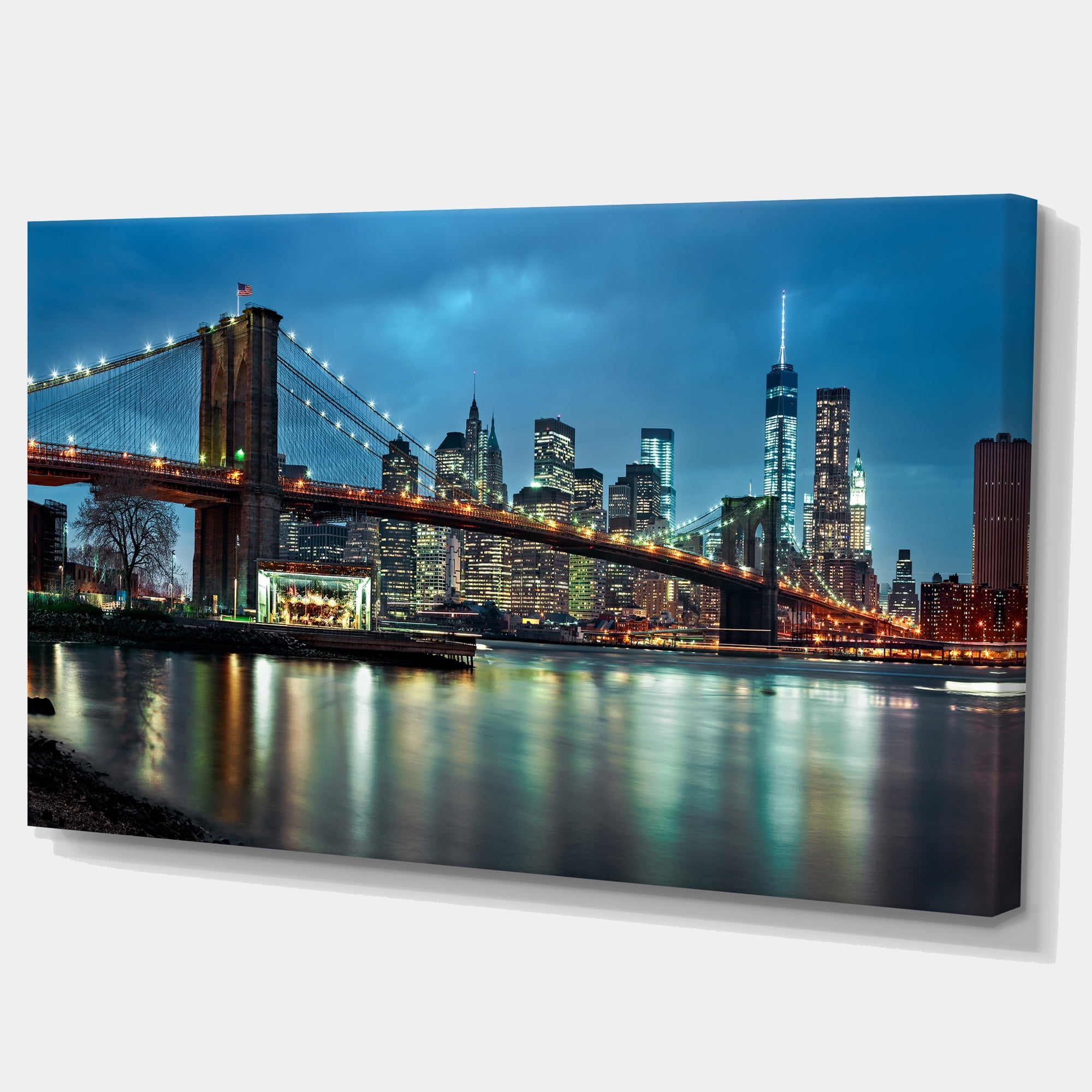 Designart 'Brooklyn Bridge and Skyscrapers ' Cityscape Canvas Print