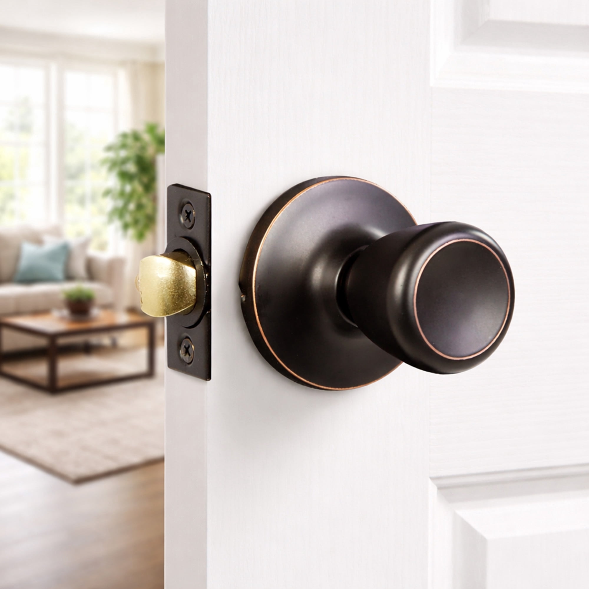 Oil Rubbed Bronze Passage Door Knob for Hall and Closet, Interior, 12-Pack