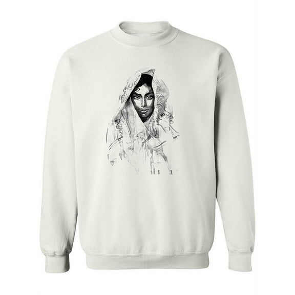 Indian Woman Portrait Paint Sweatshirt Women -Image by Shutterstock, Female Large