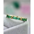 thumbnail image 4 of TAAPSEE JEWELS 14K Yellow Gold Plated Green Emerald Half Eternity Wedding Band Ring, 4 of 5
