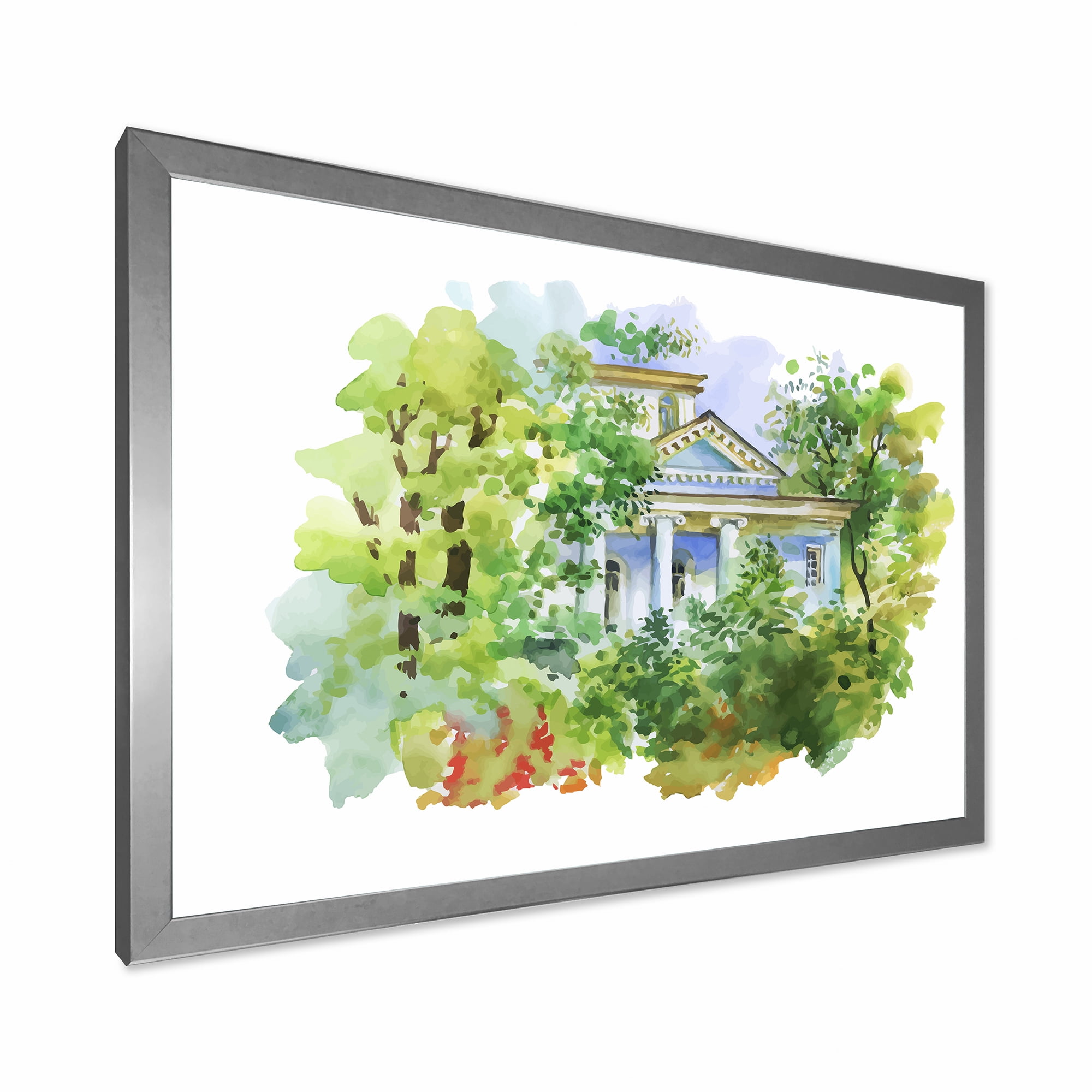 Designart 'White House In The Green Woods' Traditional Framed Art Print