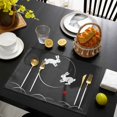 thumbnail image 3 of Black Modern Placemats Set of 12, Farmhouse Rabbit Abstract Art Placemats for Dining Table, Place Mats for Kitchen Tabletop, Waterproof Wipeable Dining Table Mats Set, 3 of 9
