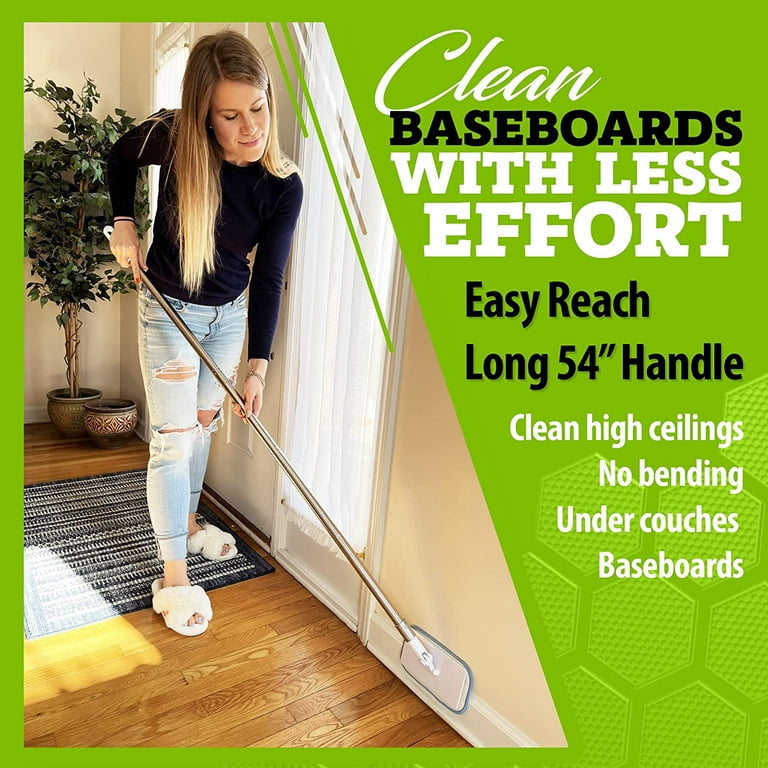 Wall Cleaner & Baseboard Cleaner with Handle—Wall Mop Cleaner & Baseboard  Cleaner Mop for Easy Cleaning—Wall Cleaning Mop & Cleaning Tools for  Baseboards + Cleaning pad & Microfiber Mop Cleaning Head 