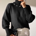 thumbnail image 4 of Itsame Women Knitted Sweater High Neck Pullover Sweatershirt Long Sleeves Solid Color Relaxed Sweatshirts Black Size XL, 4 of 6