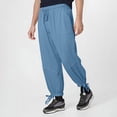 thumbnail image 7 of Yaoyar Men's Casual Cargo Pants with Drawstring Detail and Elastic Ankle Cuff Solid Color Elastic Waist Cropped Length for Seasonal Wear Trousers,M,Blue, 7 of 7
