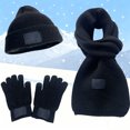 thumbnail image 2 of BRICH Winter Beanie Hat Scarf Gloves Set for Men Women Long Scarf Neck Warm Knit Hat Warmer Winter Gloves Sets Black One Size, 2 of 3