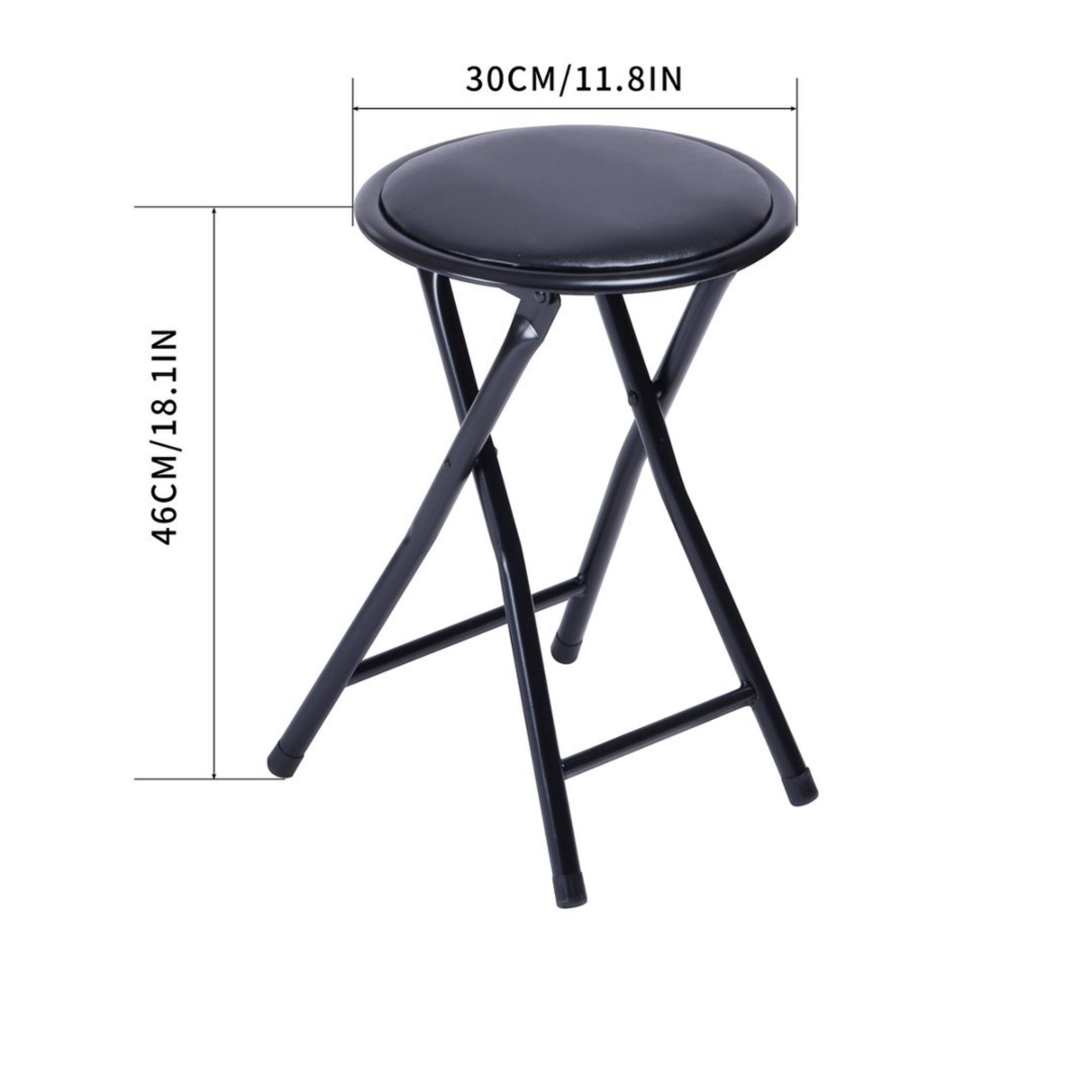 BSHTI Durable Folding Chair with PVC Padded Cushion – Stainless Steel Frame, High-Density Foam, Waterproof & Easy Clean, for Home Office Gatherings, Black (1 Pack)