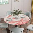 thumbnail image 5 of Coastal Red Round Tablecloth for 55-60 Inch Tables,Fitted Table Cover with Elastic Edge,Nautical Coral Seahorse Starfish Shell Waterproof Outdoor Table Cloth Protector for Patio Garden Dinner Picnic, 5 of 9