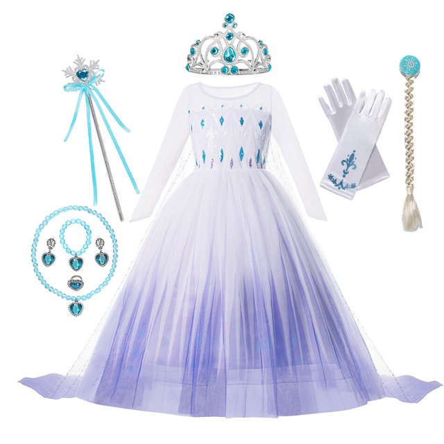 Frozen-vestido de princesa de la coronación de Anna y Elsa para niñas, disfraz de reina de la nieve, ropa de fiesta de cumpleaños, Cosplay, 1 y 2 Fivean unisex
