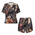 thumbnail image 4 of Lsque Moonlit Crow Blossoms Women's Short-Sleeved Pajama Set - 2 Piece Soft and Lightweight Sleepwear Set-4X-Large, 4 of 9