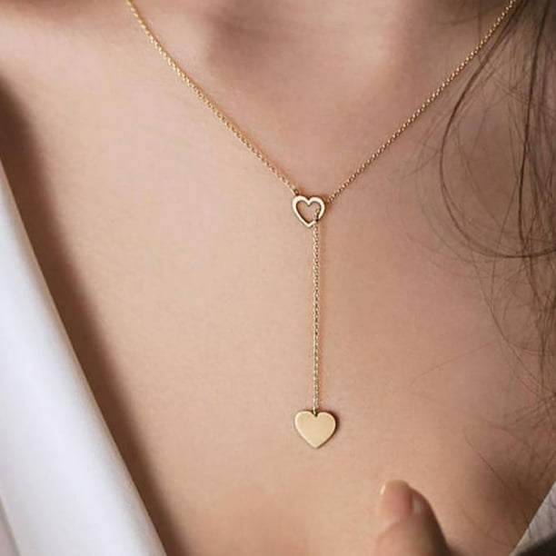 Fashion Heart Simple Hollow Thin Chain Clavicle Necklace Jewelry Accessory  for Valentine Day