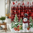 thumbnail image 4 of Christmas Shower Curtain, Winter Snowman Xmas Trees Balls Red Black Plaid Waterproof Fabric Shower Curtains with 12 Hooks, Bathroom Curtain Set for Bathroom Accessories Decor, 48 x 72 Inches, 4 of 9