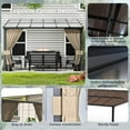 thumbnail image 3 of ASJMR 10x12FT Wall Mounted Gazebo with Polycarbonate Roof,Metal Frame Lean to Gazebo With Double Curtains for Garden Lawn Backyard Deck,Sand, 3 of 8