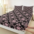 thumbnail image 3 of jejeloiu Gothic Damask Floral Twin Sheet Sets,Bohemian Exotic Style Twin Fitted Sheet,Pink Victorian Baroque Flower Flat Sheet For Adult,Ultra Soft Home Decor,3 Pieces, 3 of 7