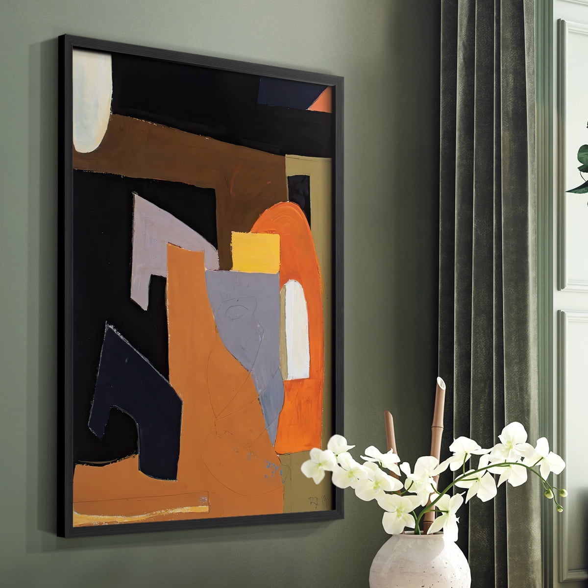The Olive Press Room Framed Print in Black Solid Wood Framed Print No Nail Hanging
