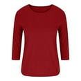 thumbnail image 4 of gakvbuo 3/4 Sleeve Shirts For Women Tops Round Neck Loose Pullover Tunic Tops Casual T-Shirts Round Neck Cute Basic Tees Blouses, 4 of 7