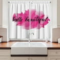 thumbnail image 2 of Ambesonne Hello Kitchen Curtains, Words on Pink, 55"x39", Magenta Black, 2 of 3