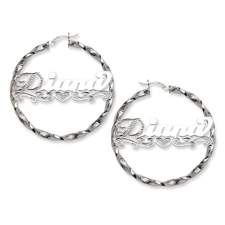 Better Jewelry Personalized .925 Sterling Silver Greek Key Circle Screw Hoop Earrings