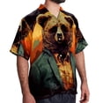 thumbnail image 2 of Vintage Bear Men's Hawaiian Button Down Short Sleeve Casual Printed Summer Beach Unisex Shirt, 2 of 6
