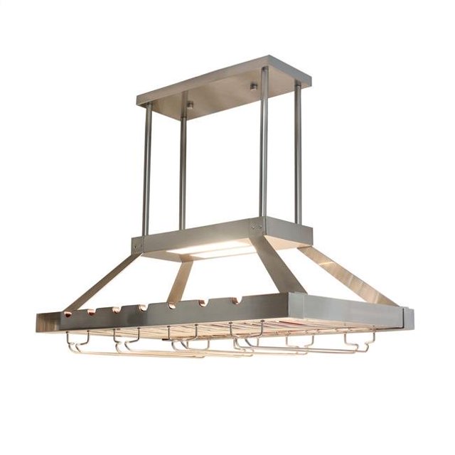 Elegant Designs WR1000-BSN 2 Light LED Overhead Wine Rack, Brushed Nickel