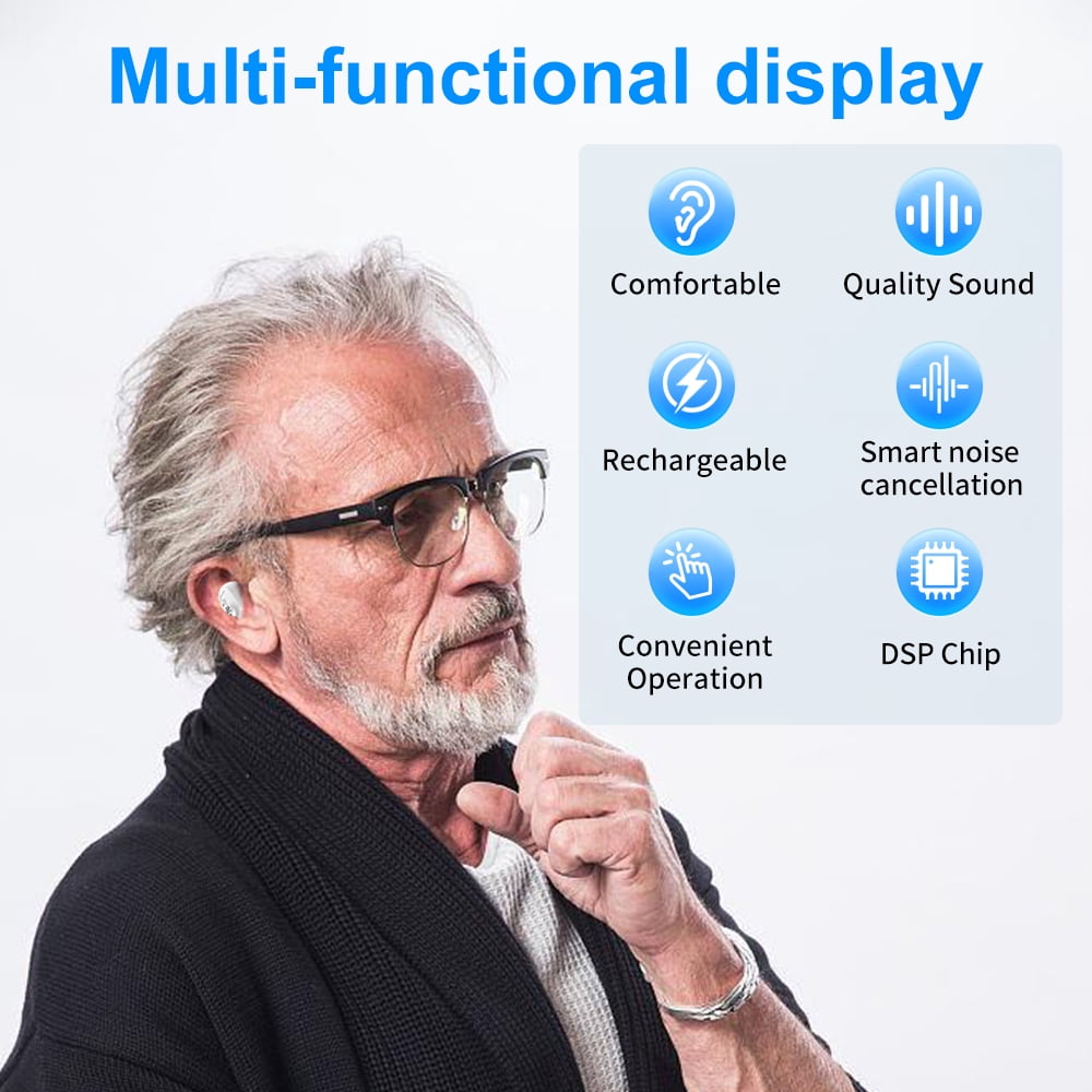 HIBRIQ Digital Rechargeable Hearing Aids with Charging Base, Noise Reduction & Comfort Fit for Seniors HH-1607