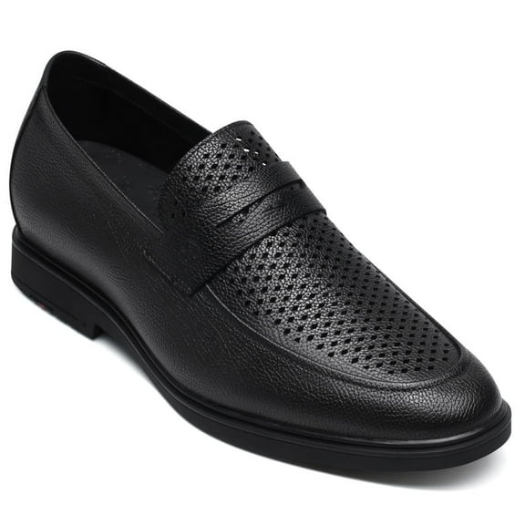CMR CHAMARIPA Slip-On Elevator Formal Shoes - Black Cowhide Leather Height Increasing Shoes For Men 1.95 Inches / 5 CM