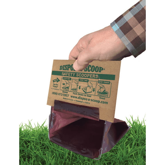 Dispoz-A-Scoop "Scoop-Seal-Dispose” Dog Poop Scooper; Scooper with Bag Attachment| Pooper Scoopers Solution| Portable Pooper Scooper for Dogs Large and Small| No Touch Safe Poop Bags (8)