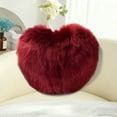 thumbnail image 5 of Kumdkd Wine Faux Wool Heart Shaped Cushion, 15.75x11.81 Inch Long-Pile Plush Throw Cushion for Living Room Sofa, Bedroom Decor, Cute Gift for Girls, Valentine's Day or Christmas Present, 5 of 6