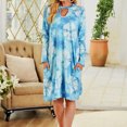 thumbnail image 4 of Vestido suelto estampado manga larga otoño ropa casual para mujer, azul cielo, XL Inevent AP000090-12B, 4 of 5