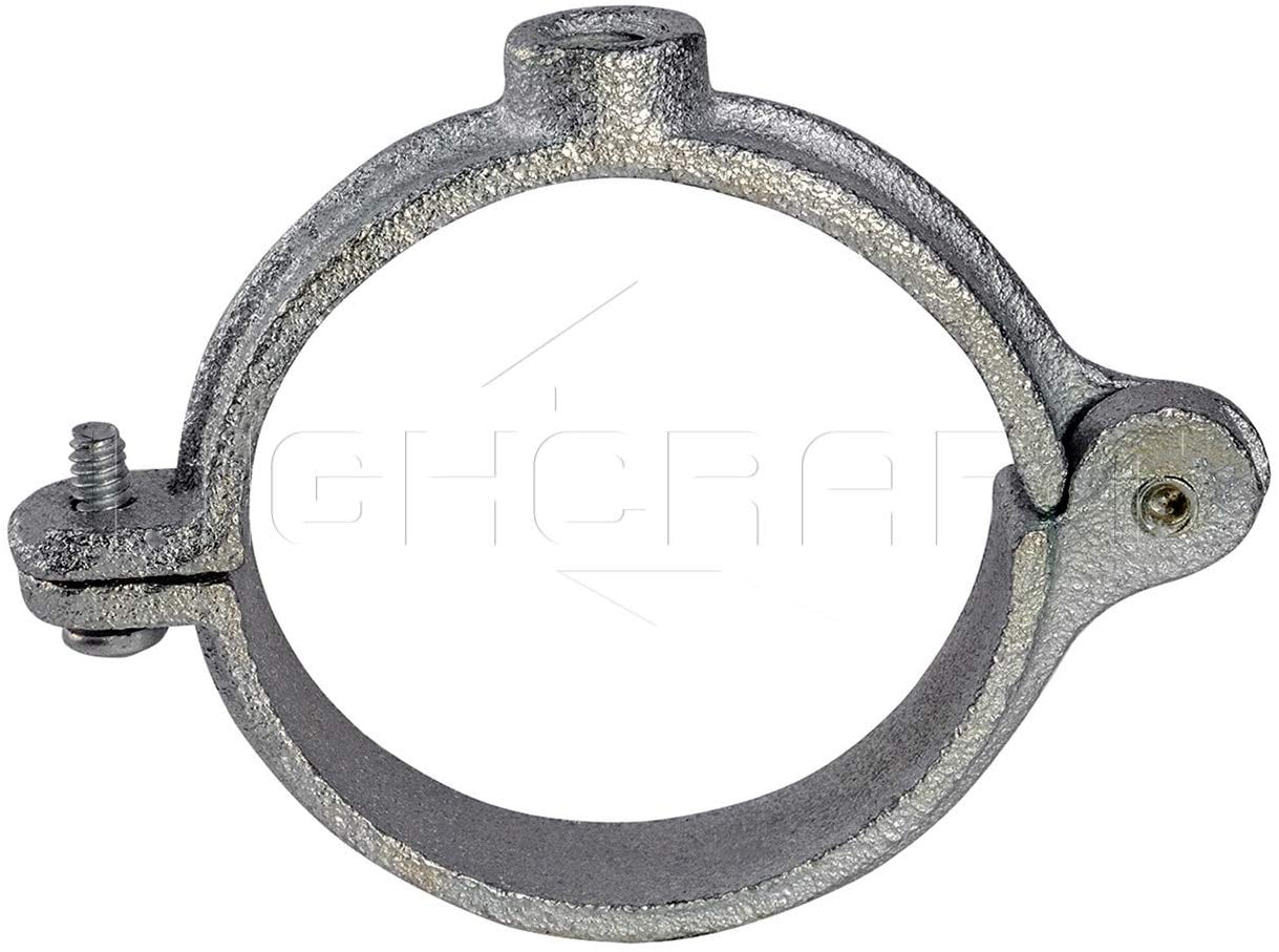 Highcraft Hinged Split Ring Pipe Hanger, 1-1/2 in. Galvanized Iron Extension Hanger with 3/8 in. Threaded Rod Fitting for Suspending Tubing (5 Pack)
