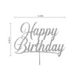 thumbnail image 2 of Happy Birthday Glitter Cake Topper, Birthday Party Decorations Ideas, Sturdy Doubled Sided Glitter, Acrylic Stick (Silver), 2 of 4