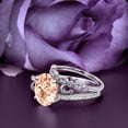 thumbnail image 2 of Gorgeous Art nouvea 2.00 Carat Oval Cut Morganite And Diamond Moissanite Twirled Style Engagement Ring, Wedding Ring in 925 Sterling Silver With 18k White Gold Plating Gift For Her, Bridal Set, 2 of 3