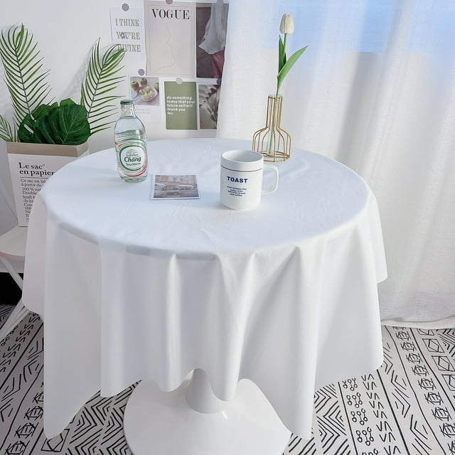 Nvzi Mantel de tela de color sólido para mesa de comedor, escritorio de estudiante, mantel de mesa de café, decoración (blanco, 140 * 140 cm)