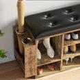 thumbnail image 6 of SEYATPOOL Shoe Bench, 10 Cubbies Storage Entryway Bench with PU Leather, Cubby Shoe Rack Organizer with Adjustable Shelves for Living Room, Bedroom, Vintage Brown, 6 of 8