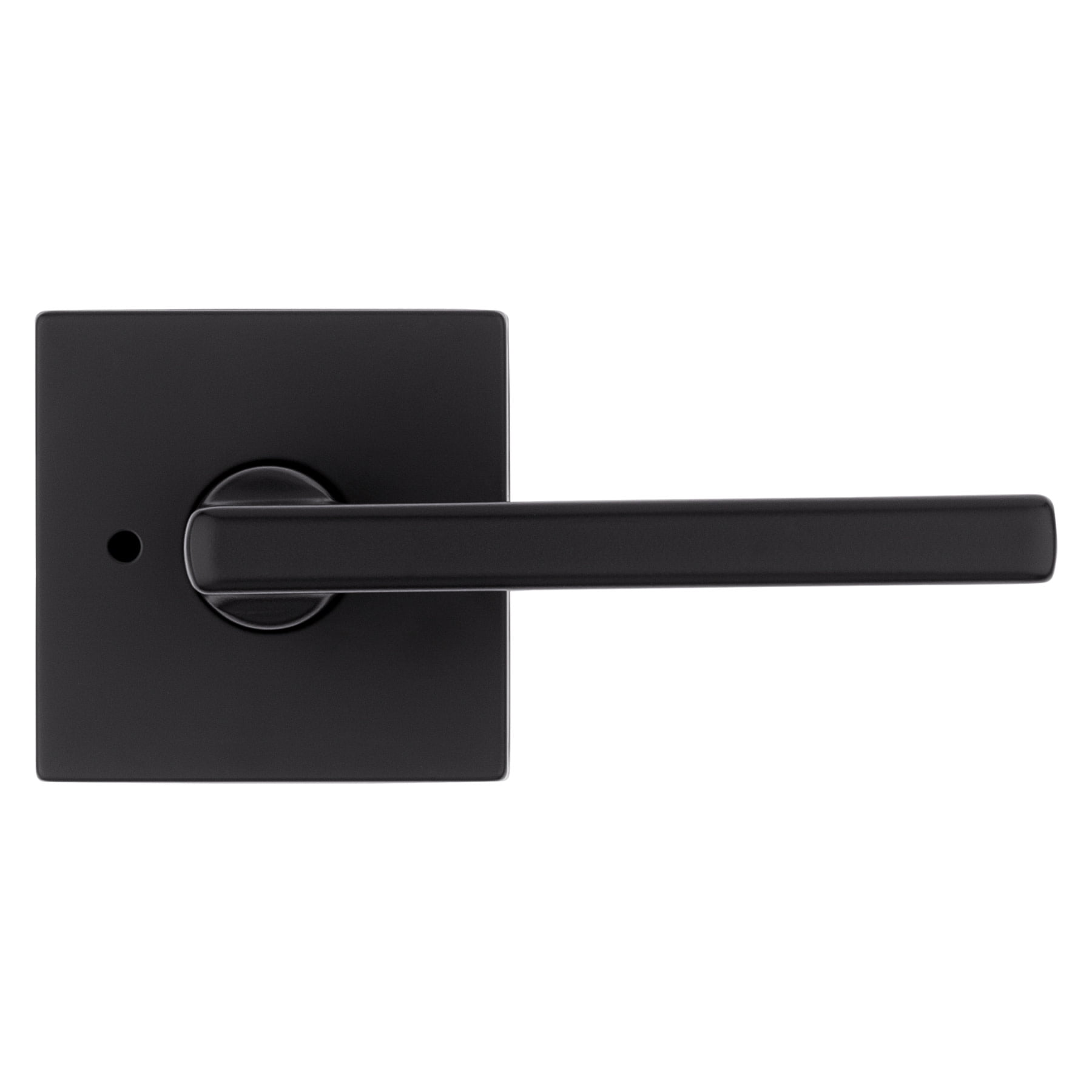 Kwikset Halifax Square Bed/Bath Lever Door Handle Set in Matte Black