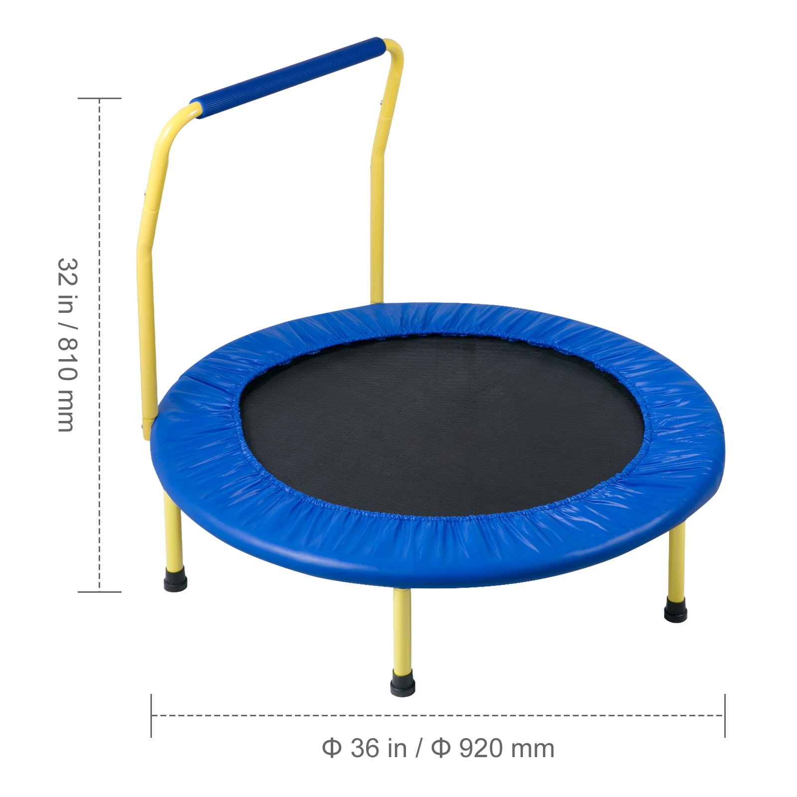 KFFKFF 36-inch Trampoline for Children, 3FT Indoor/Outdoor Toddler Trampoline, Collapsible Petite Trampoline with Cushioned Grip, Fun Trampoline Present for Kids Aged 3