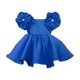 thumbnail image 1 of Vestido Para Niñas, Ropa Para Niñas Pequeñas, Color Sólido, Retro, Flores 3D, Manga Corta, Vestido De Fiesta De Cumpleaños, Vestidos Para Niños, Azul Odeerbi LM103-8860, 1 of 4