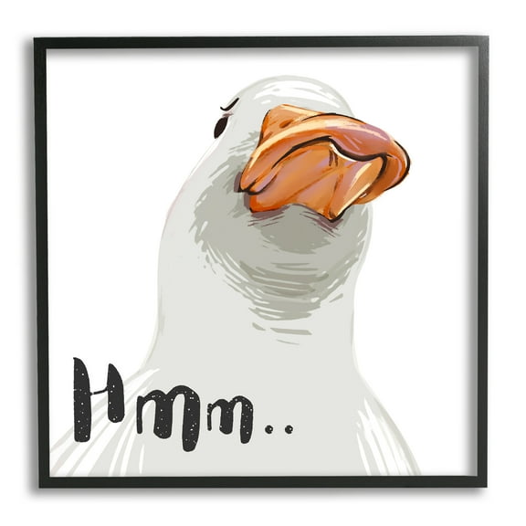 Stupell Industries Hmm.. Funny Duck Thinking Face Animals & Insects Painting Black Framed Art Print Wall Art