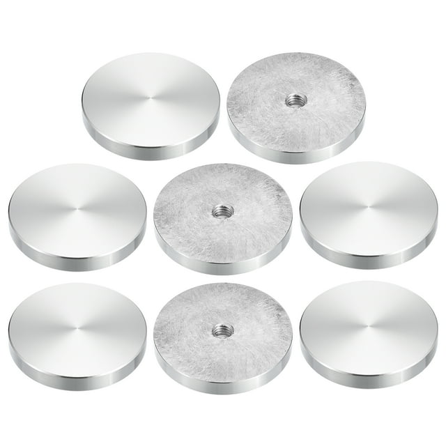 Unique Bargains M8 Thread 50mm Diameter Round Shape Aluminum Disc Hardware 8pack Aluminum Circle Disc Glass Top Adapter for Glass Table