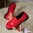 thumbnail image 2 of Womens Red Patent Faux Leather Platform Loafers Chunky Lug Sole Penny Loafers Slip On Comfortable Casual Shoes,Size 7.5, 2 of 7