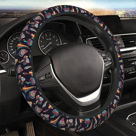 Boho Bohemian Mushroom Steering Wheel Cover Universal 15 Inches Steering Wheel Cover Fashion Non-Slip Suitable for Girl Gifts