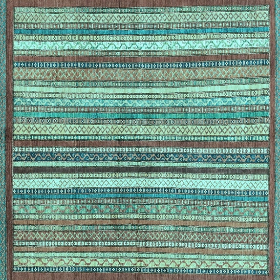 Ahgly Company Indoor Square Abstract Light Blue Modern Area Rugs, 6' Square