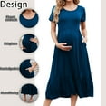thumbnail image 2 of Beaisland Women’s Maternity Dress Short Sleeve Pleated Flowing Pregnancy Beach Dresses, 2 of 7